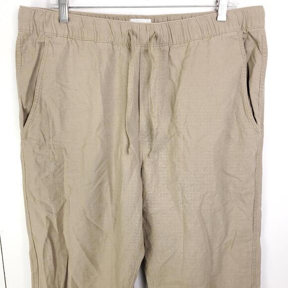 HM Pants Womens Large Relaxed Fit Ankle Tan Pull On Drawstring Waist Coastal - Picture 3 of 11